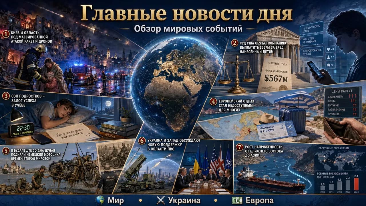 Главное за сегодня: 7 августа 2026 года — удары по Украине, кризис соцсетей, новые открытия и мировые события