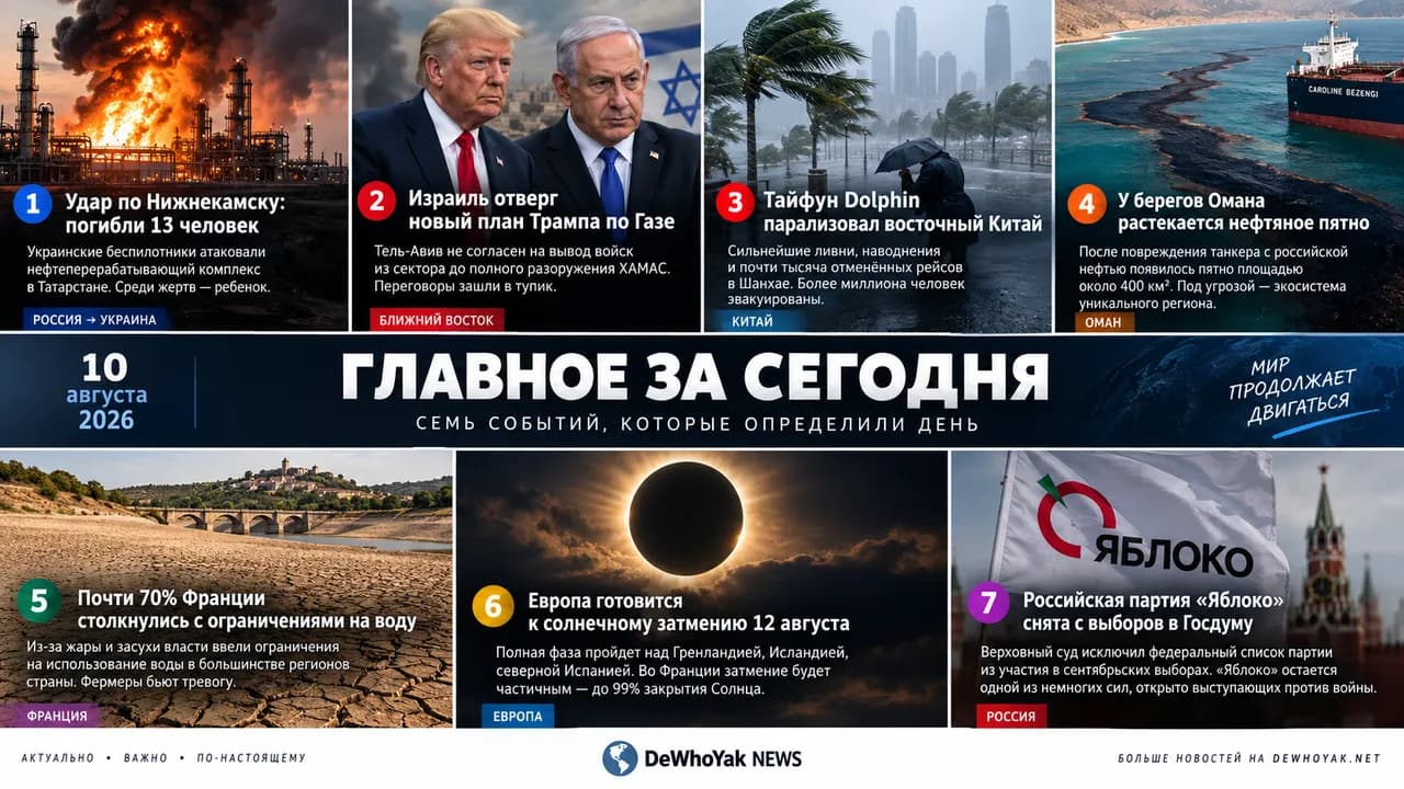 Главное за 10 августа: семь событий, которые определили сегодняшний день